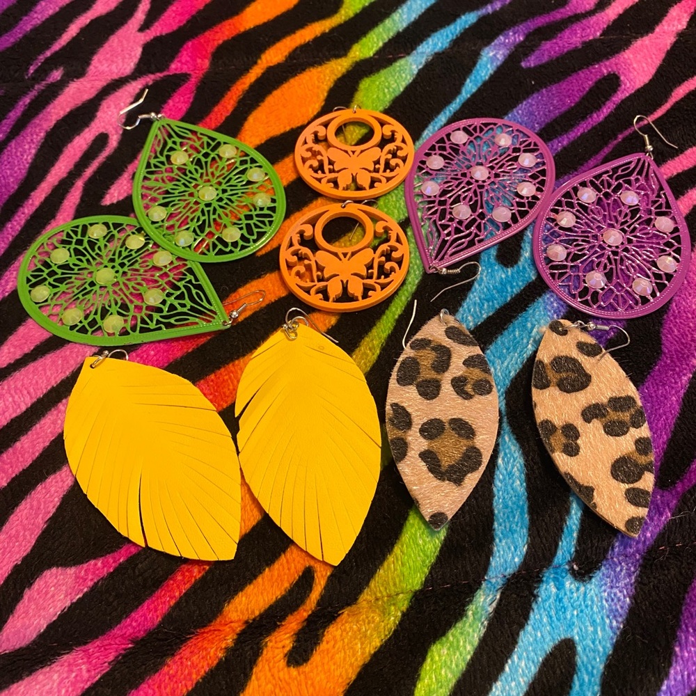 5 pairs earrings colorful!